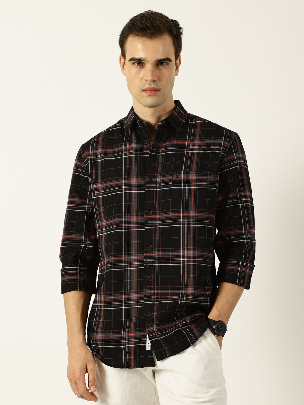 Premium Oxford Black Check Shirt (Tailored Fit)