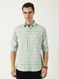Premium Oxford Light Green Check Shirt (Tailored Fit)