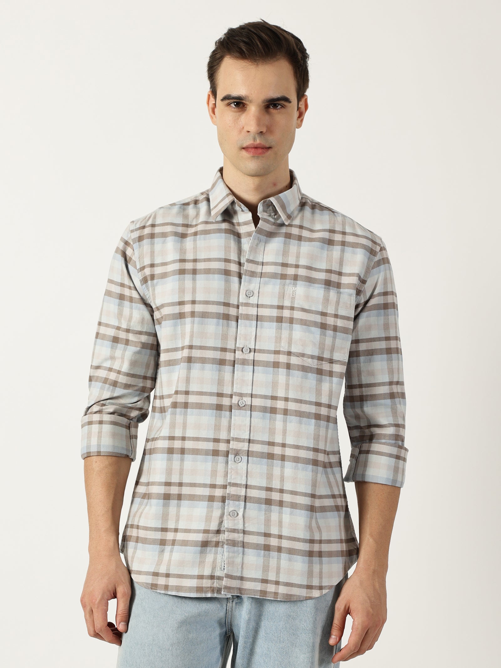 Premium Oxford Green Check Shirt (Tailored Fit)