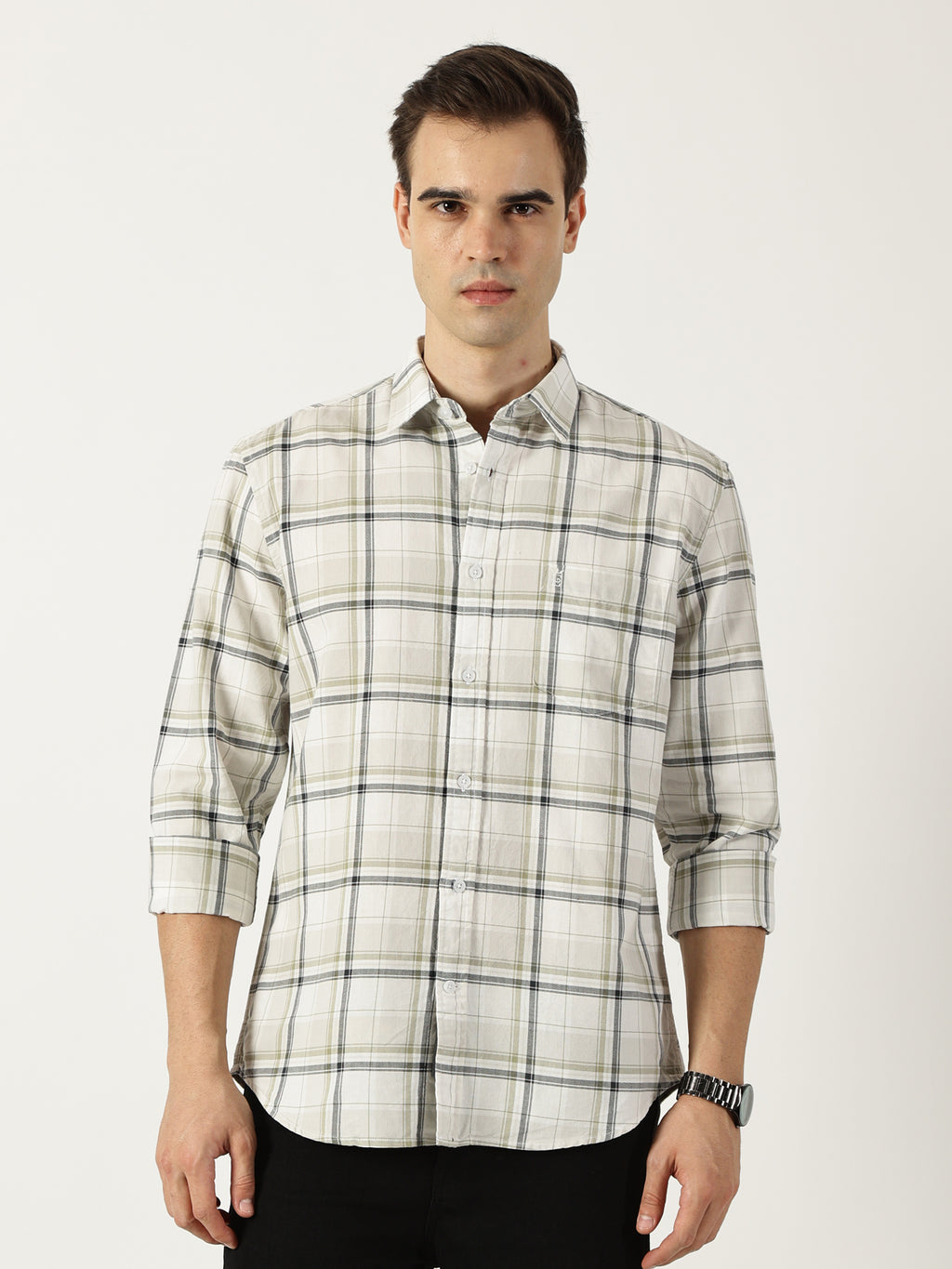 Premium Oxford White Check Shirt (Tailored Fit)
