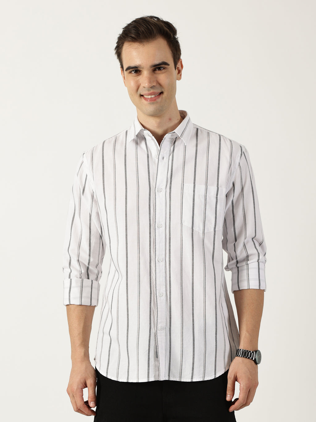 Premium Oxford White Striped Shirt (Tailored Fit)
