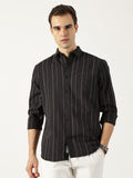 Premium Oxford Black Striped Shirt (Tailored Fit)