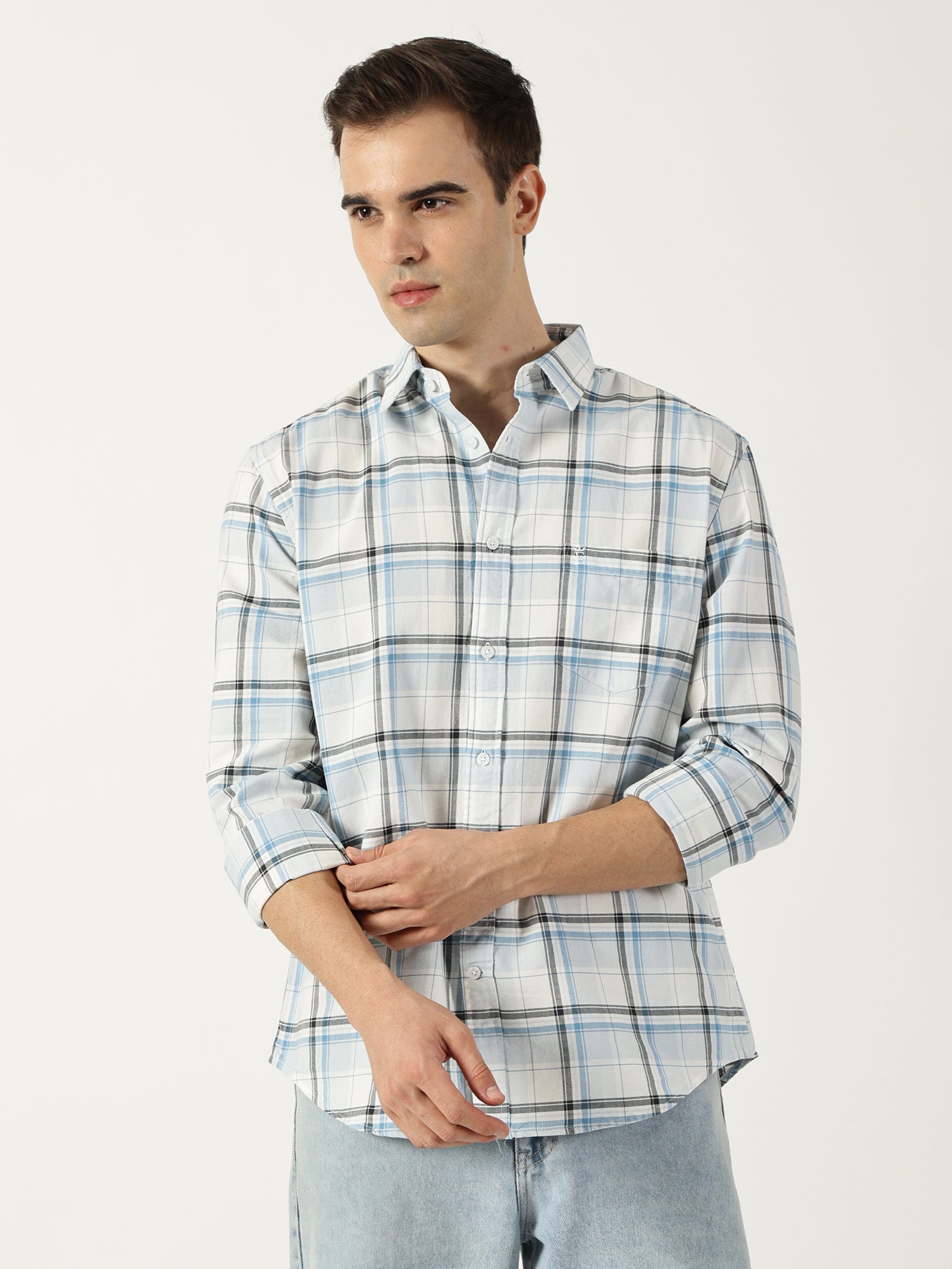 Premium Oxford White Check Shirt (Tailored Fit)