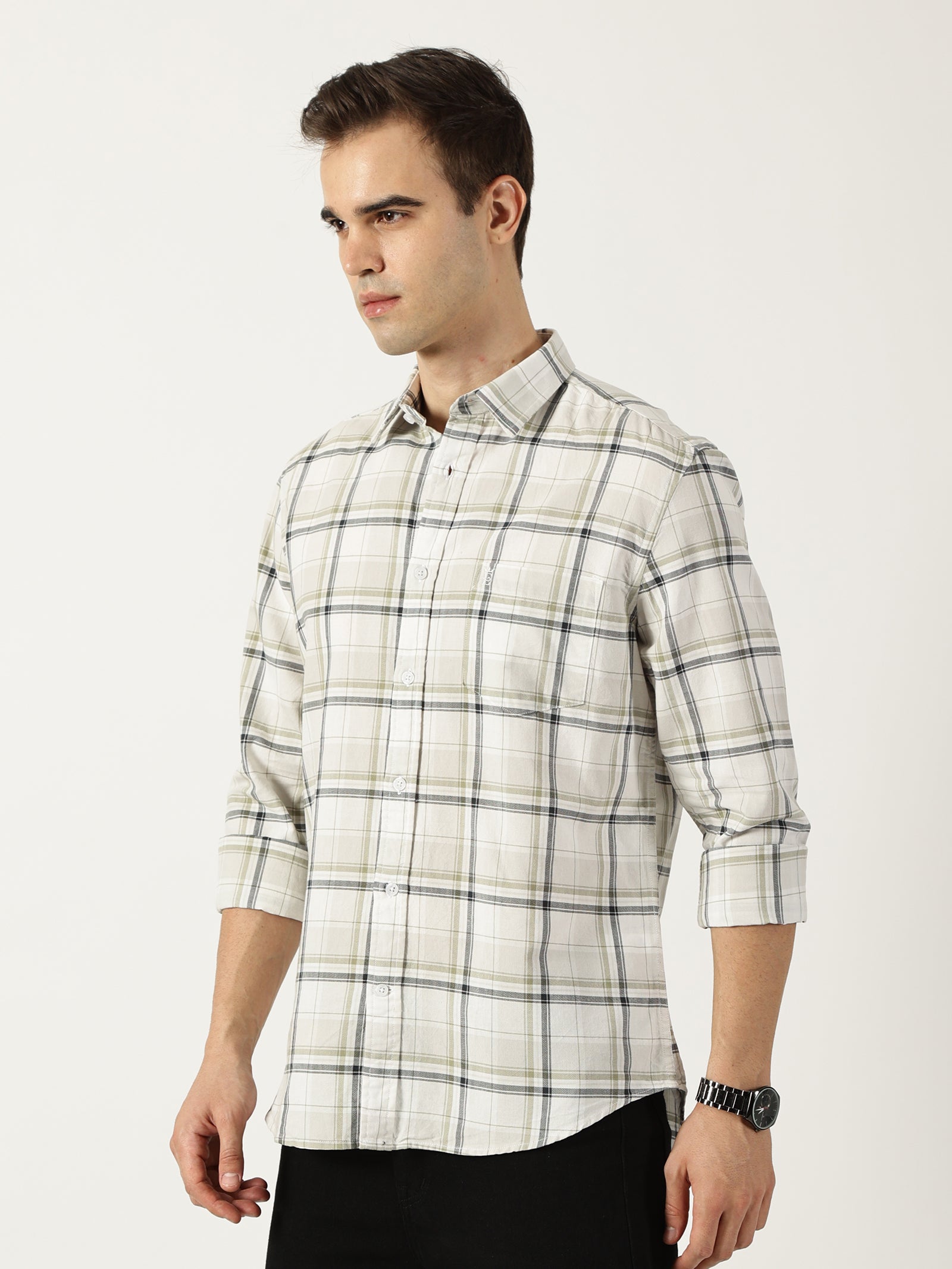 Premium Oxford White Check Shirt (Tailored Fit)