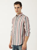 Premium Twill Red Striped Shirt (Tailored Fit)
