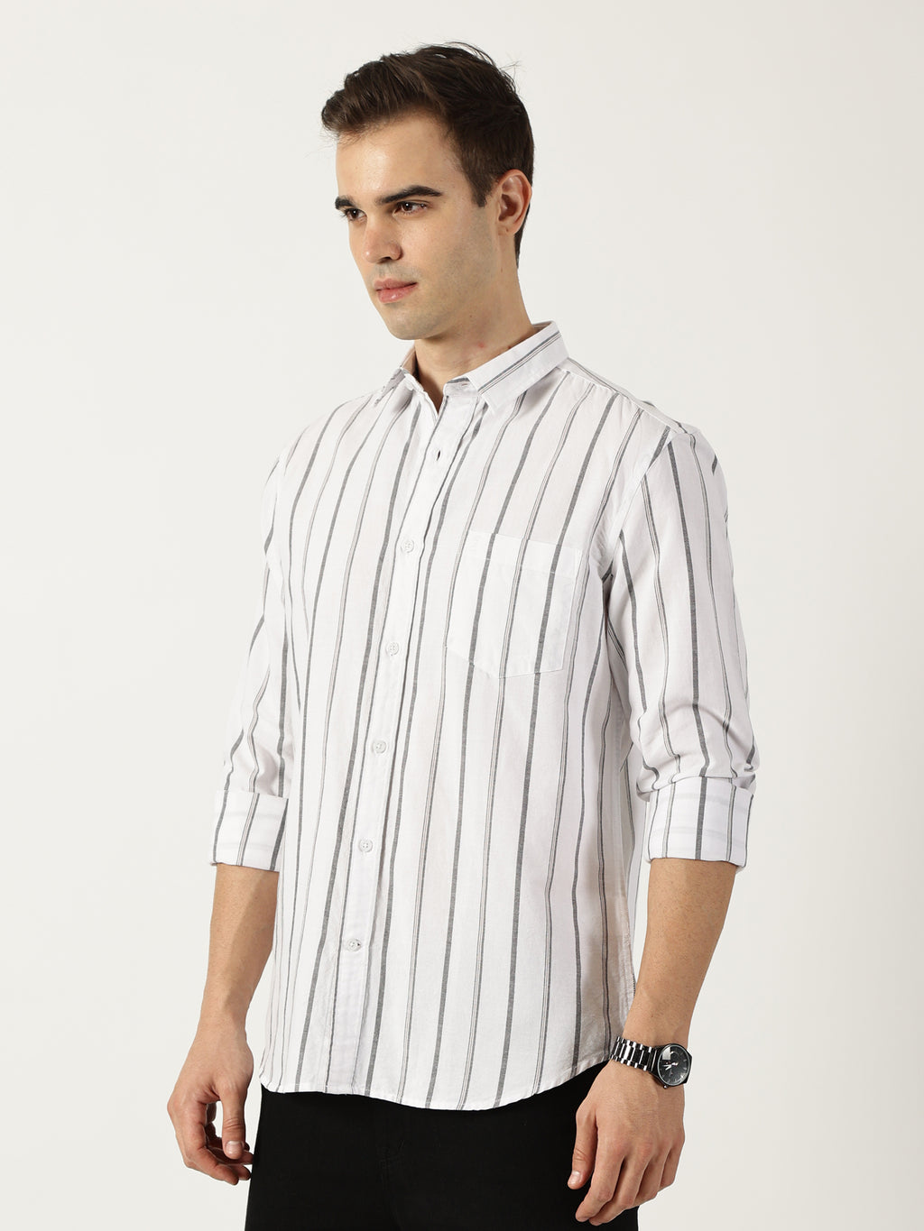 Premium Oxford White Striped Shirt (Tailored Fit)