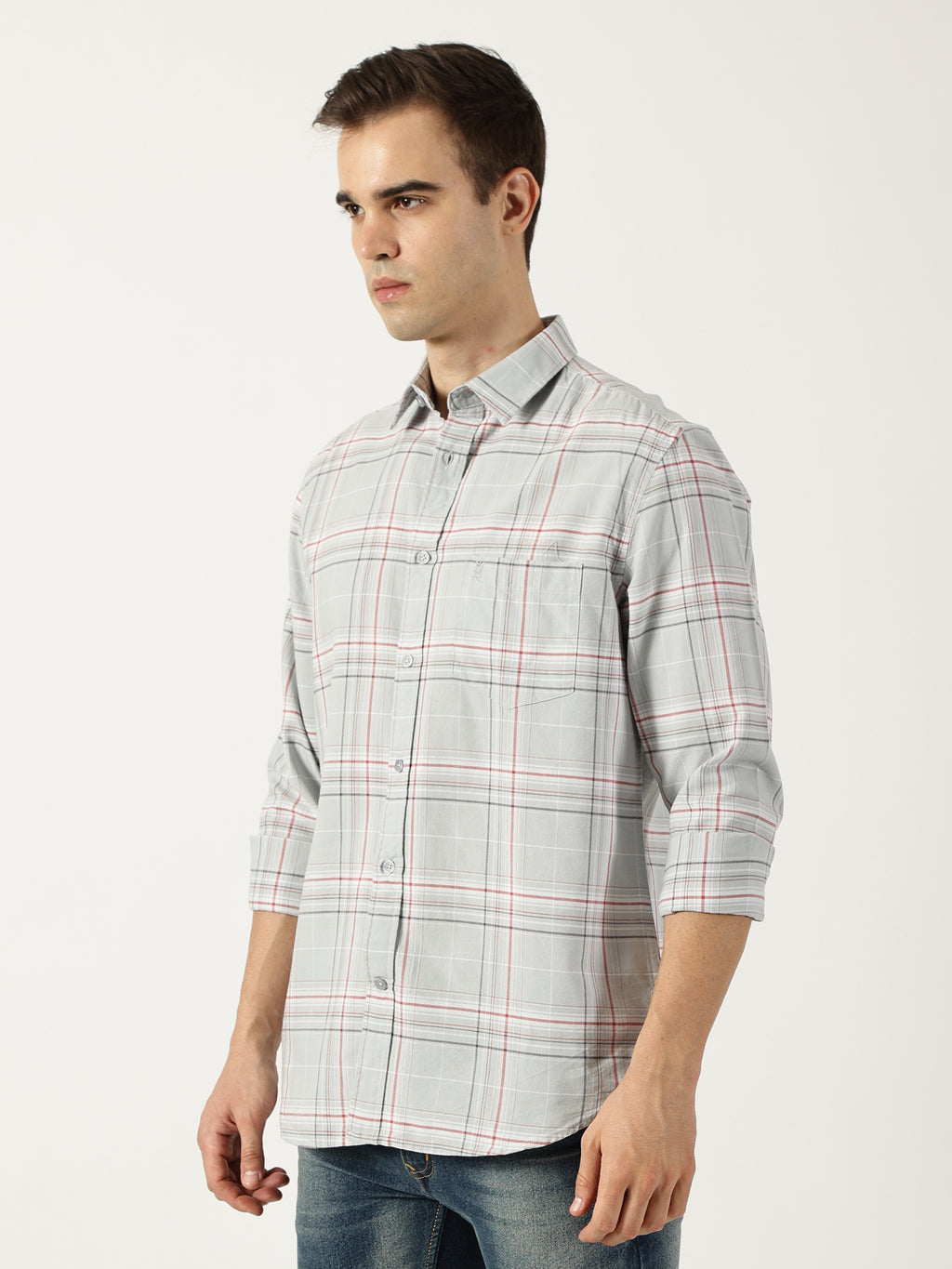 Premium Oxford Grey Check Shirt (Tailored Fit)