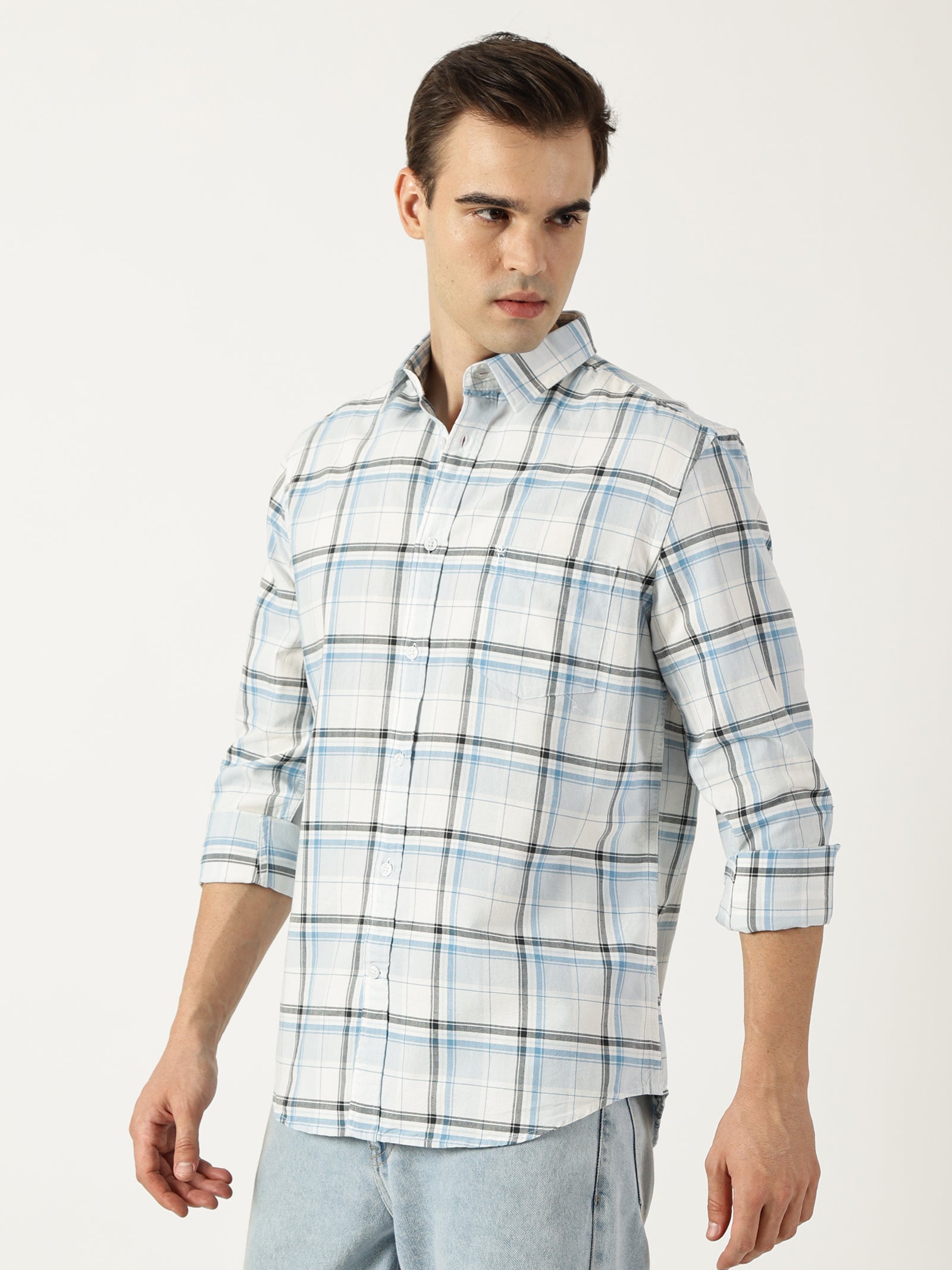 Premium Oxford White Check Shirt (Tailored Fit)