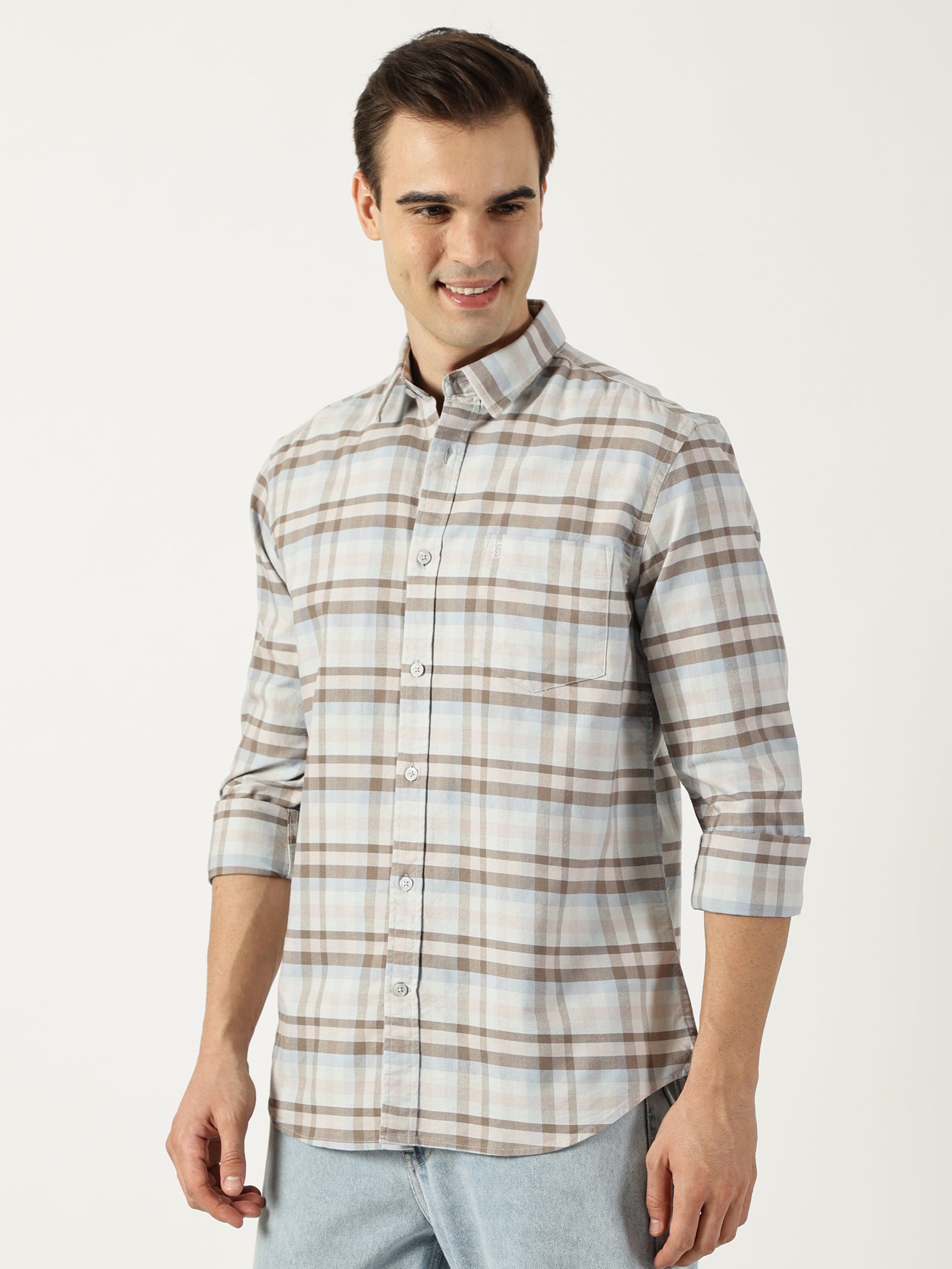 Premium Oxford Green Check Shirt (Tailored Fit)