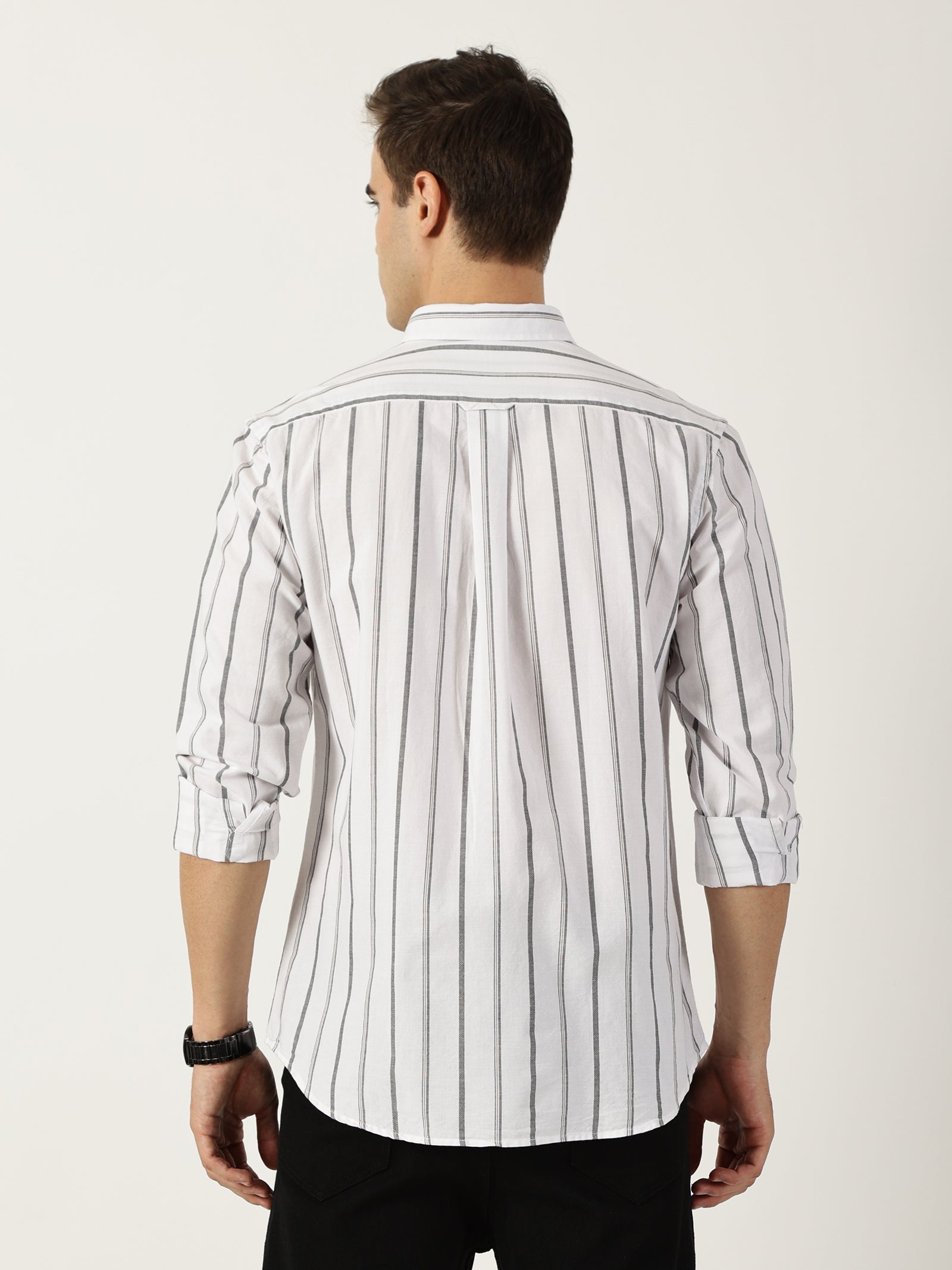 Premium Oxford White Striped Shirt (Tailored Fit)