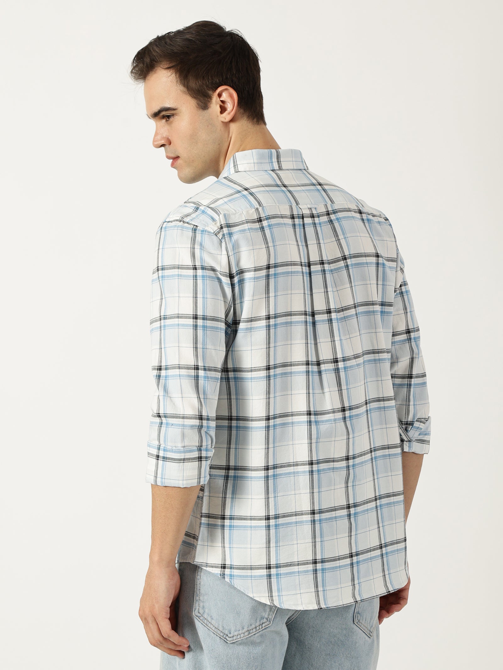 Premium Oxford White Check Shirt (Tailored Fit)