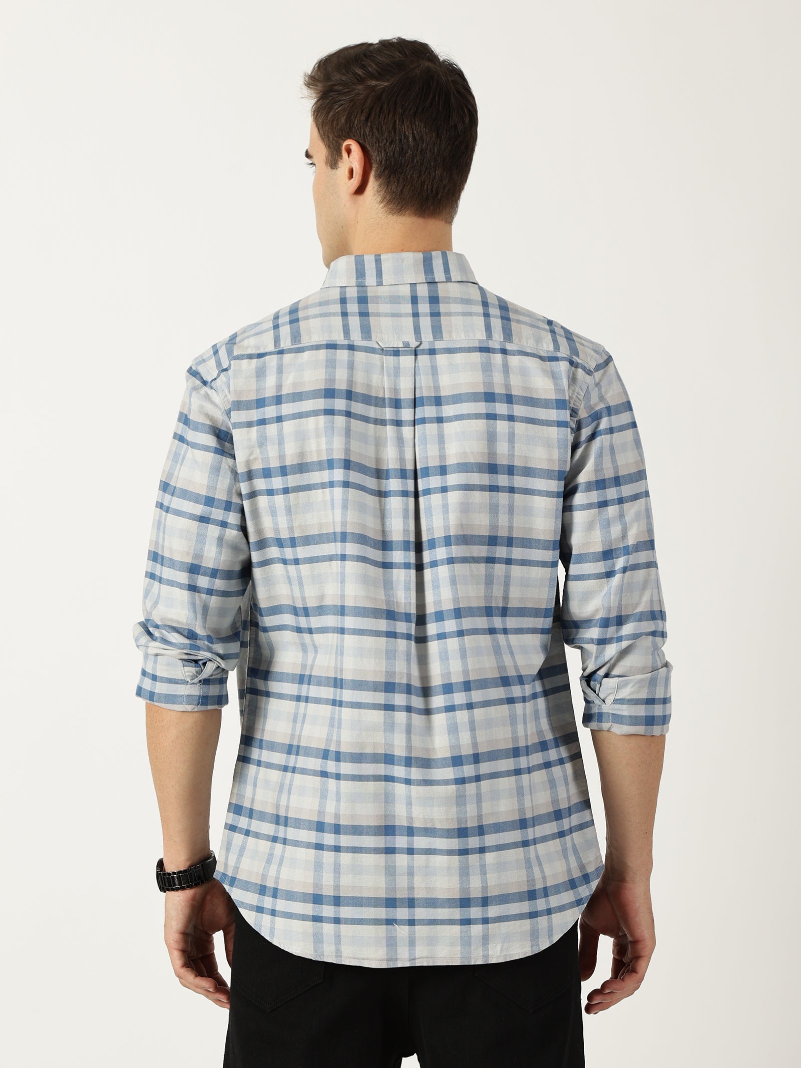 Premium Oxford Blue Check Shirt (Tailored Fit)