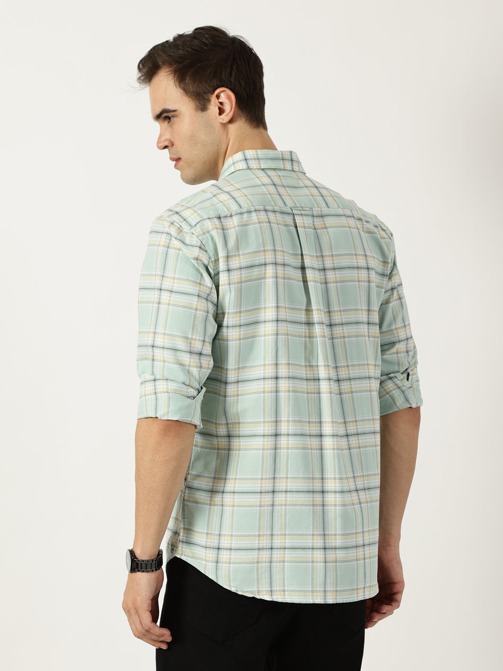 Premium Oxford Light Green Check Shirt (Tailored Fit)
