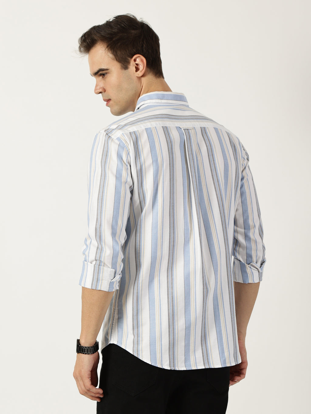 Premium Oxford Blue Striped Shirt (Tailored Fit)