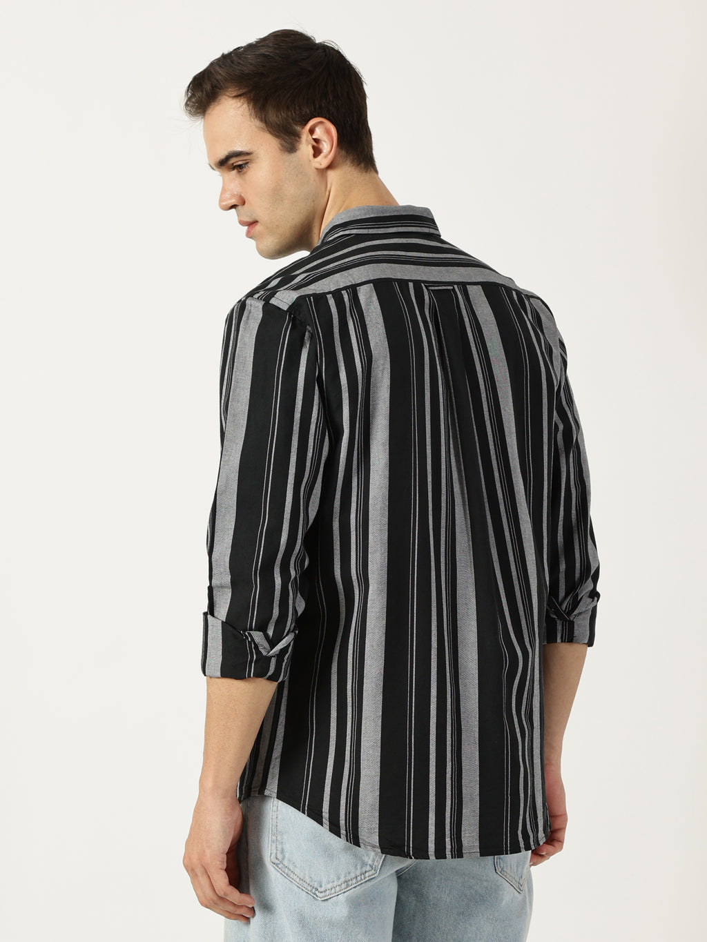 Premium Oxford Green Striped Shirt (Tailored Fit)