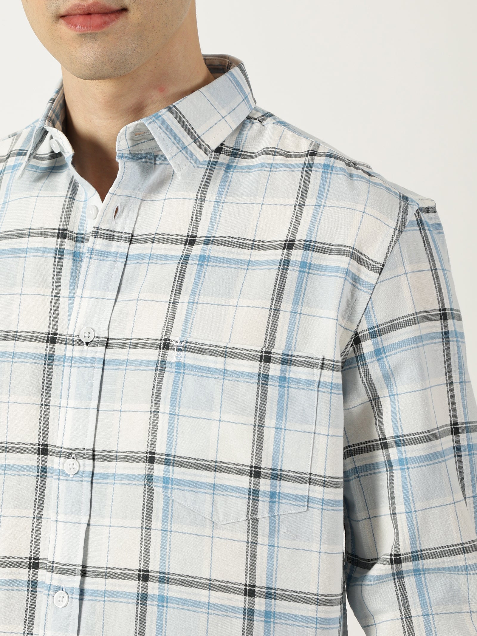 Premium Oxford White Check Shirt (Tailored Fit)