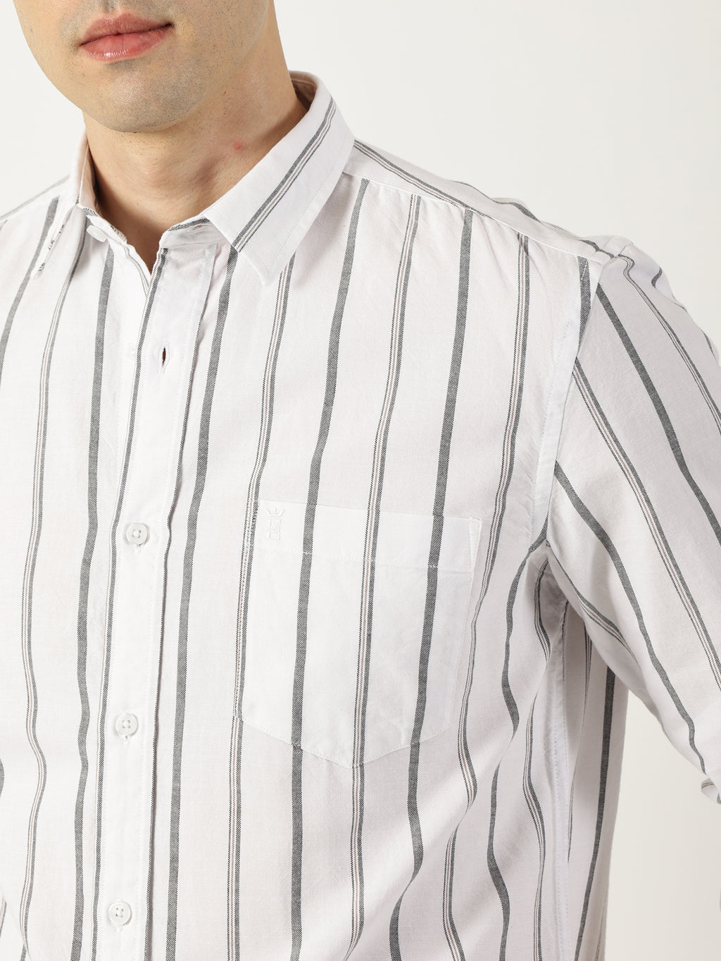 Premium Oxford White Striped Shirt (Tailored Fit)