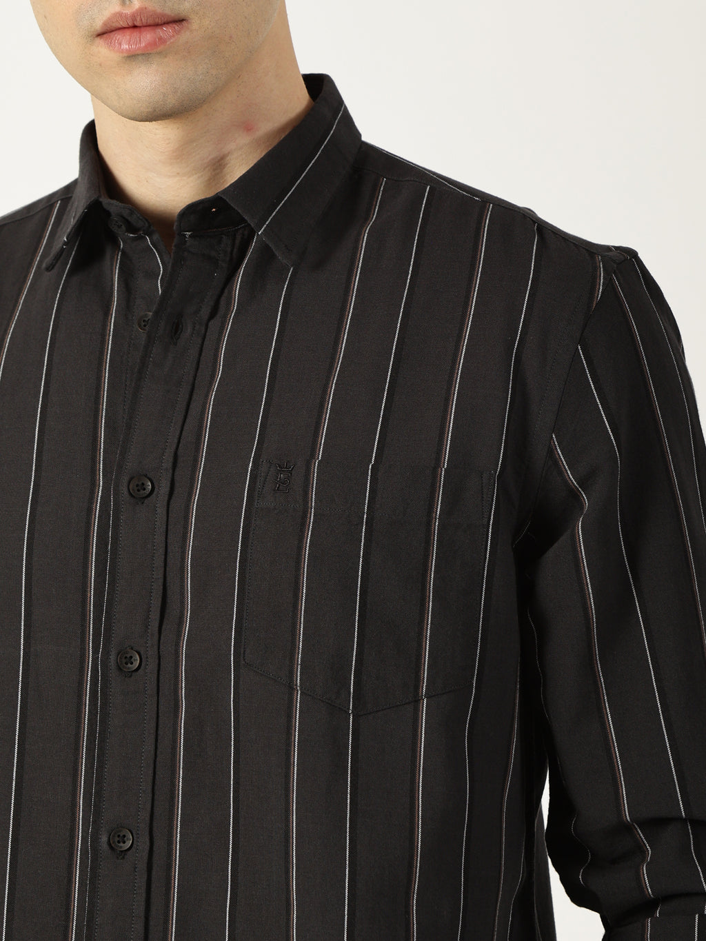 Premium Oxford Black Striped Shirt (Tailored Fit)