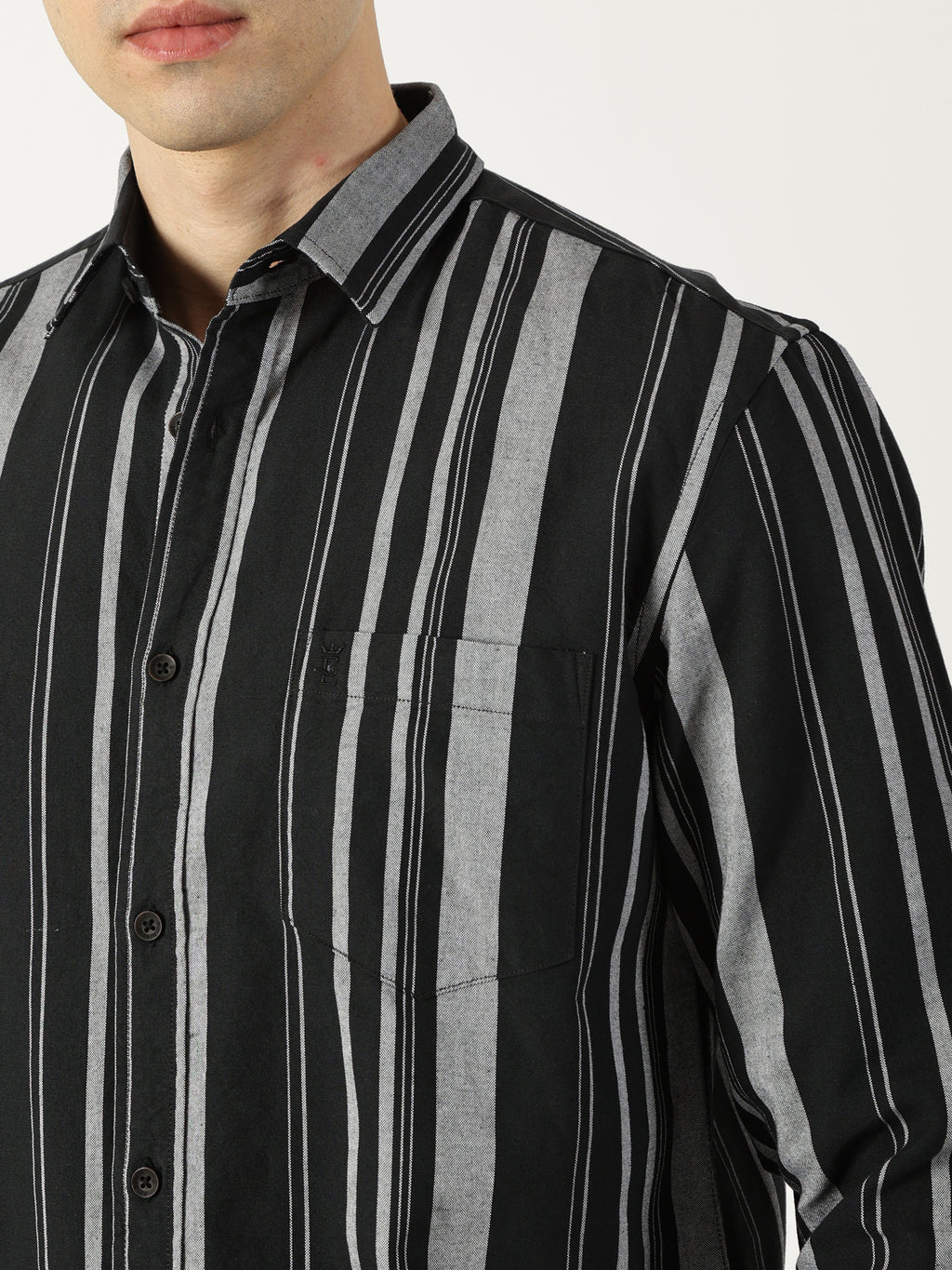 Premium Oxford Green Striped Shirt (Tailored Fit)
