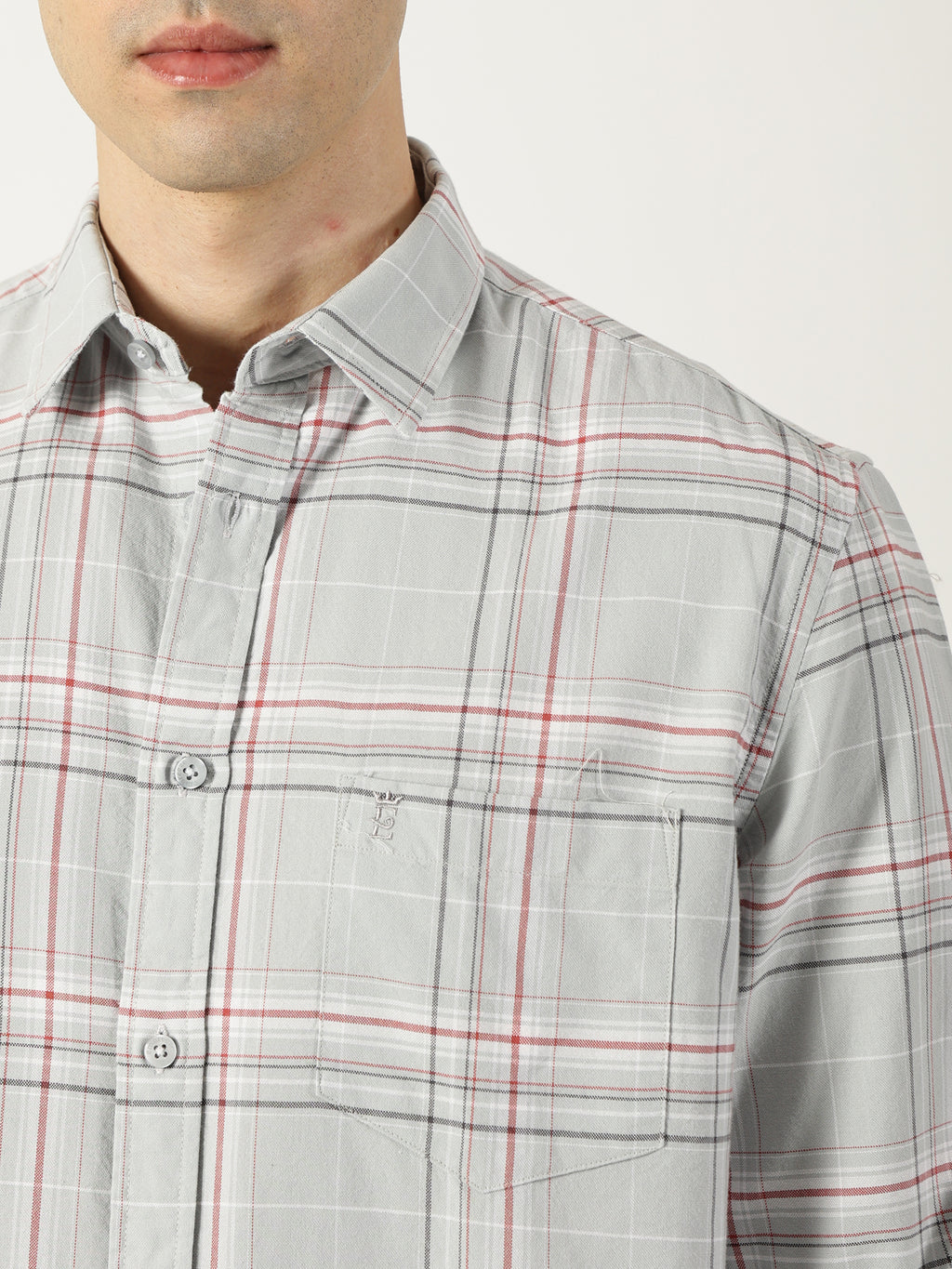 Premium Oxford Grey Check Shirt (Tailored Fit)