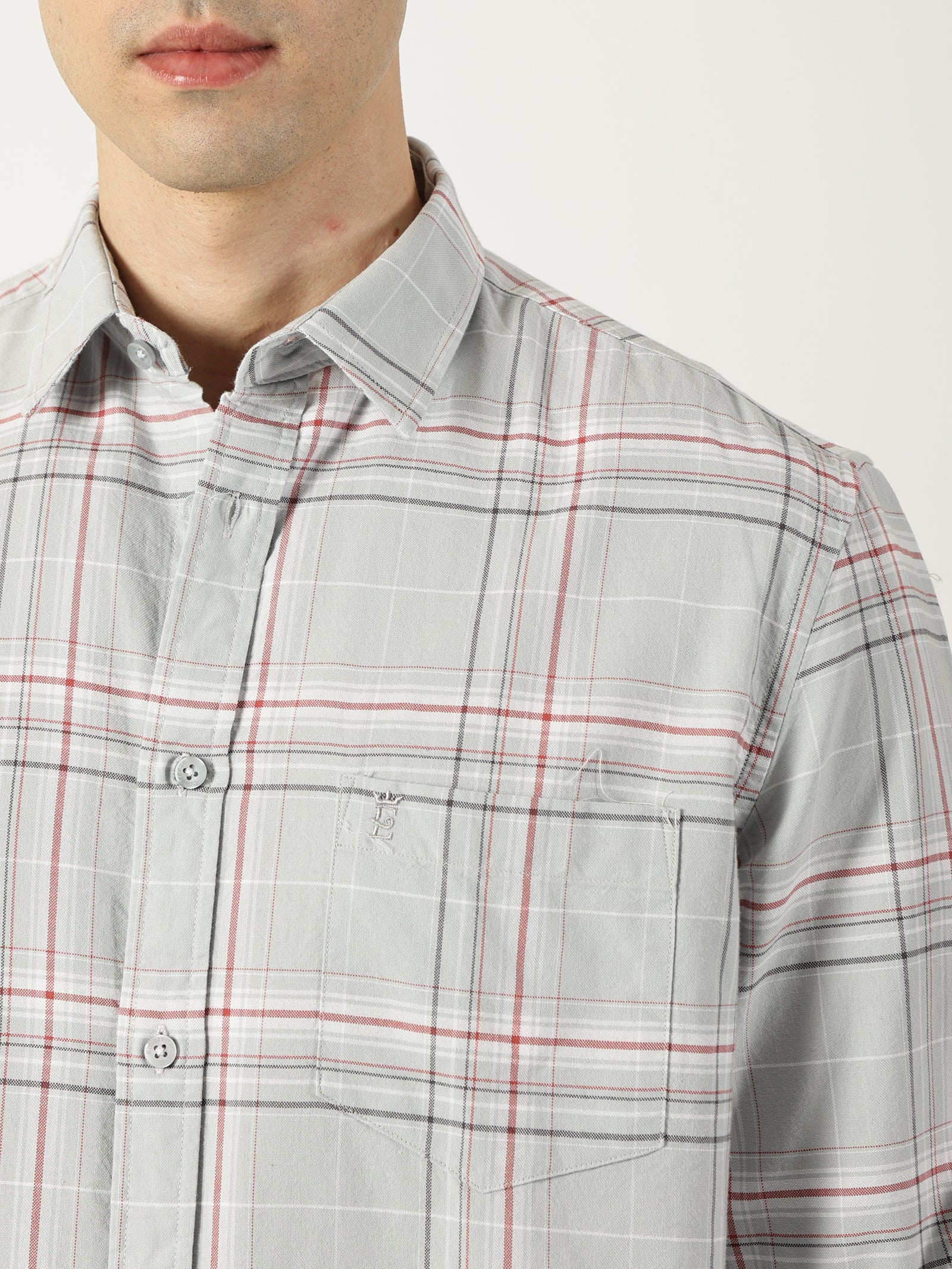 Premium Oxford Grey Check Shirt (Tailored Fit)