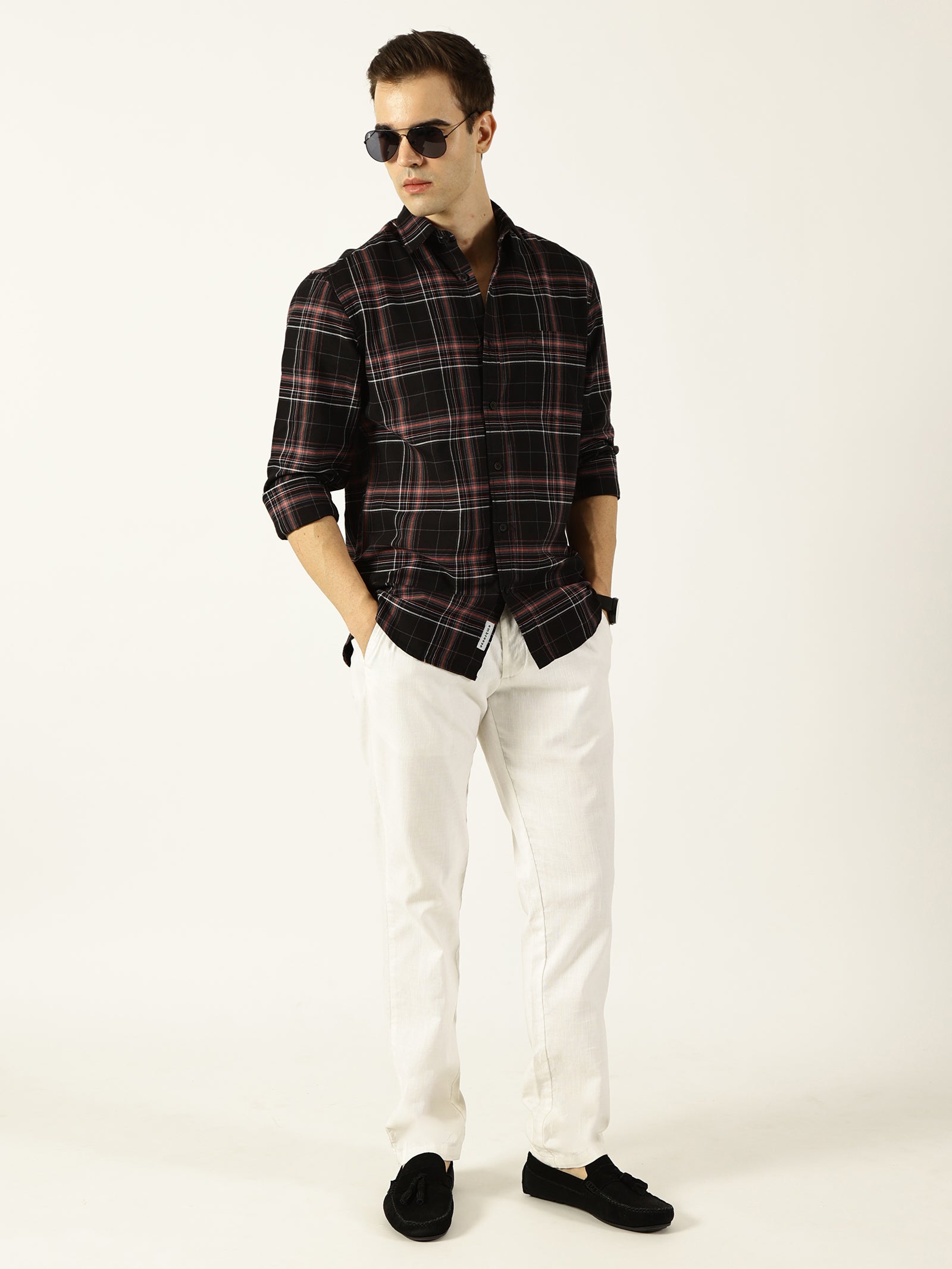 Premium Oxford Black Check Shirt (Tailored Fit)