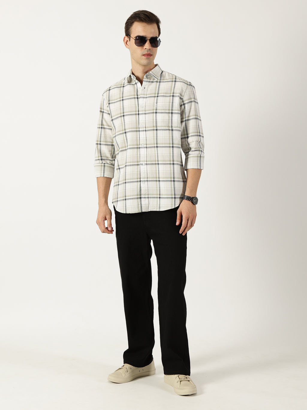 Premium Oxford White Check Shirt (Tailored Fit)