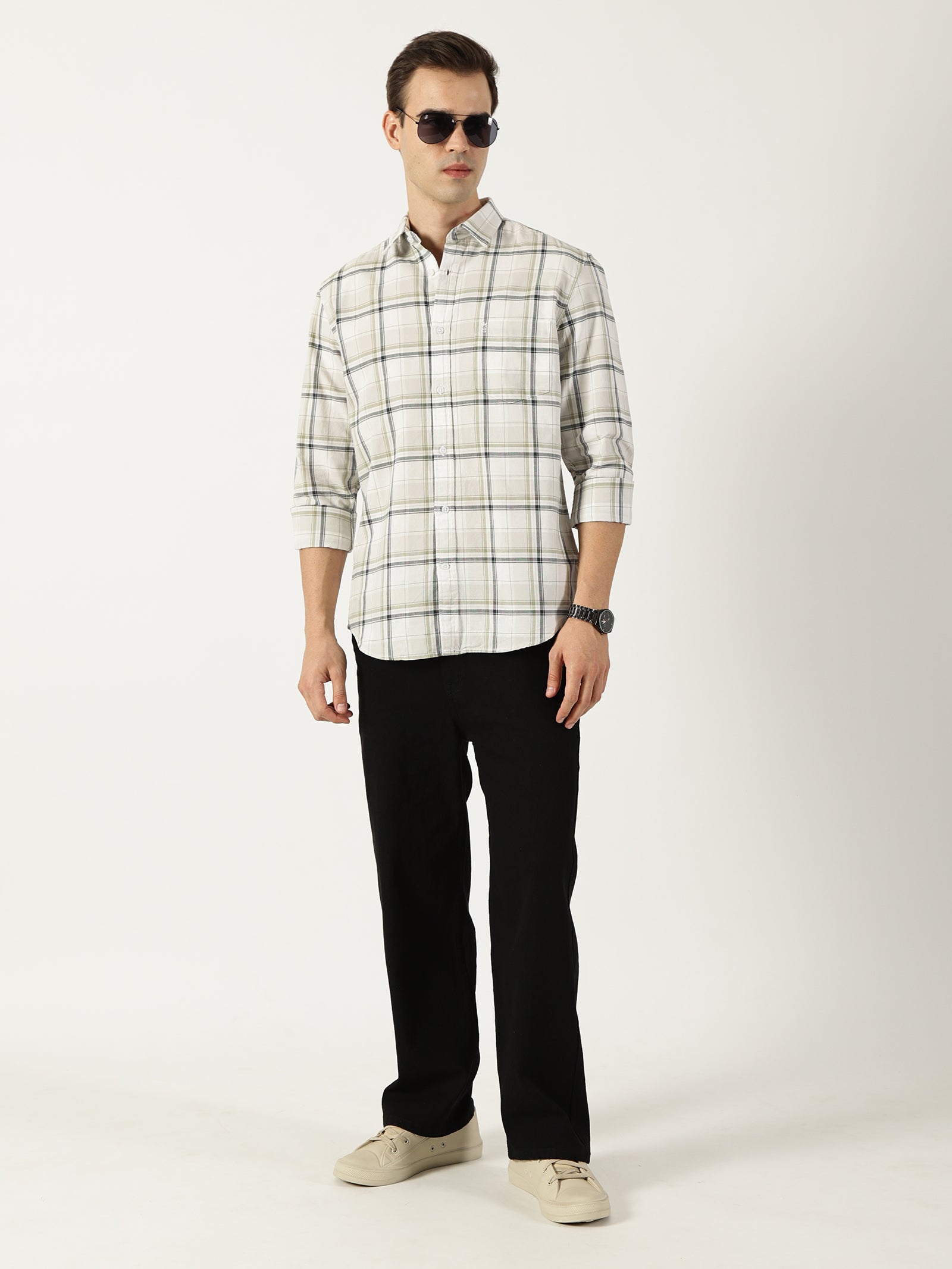 Premium Oxford White Check Shirt (Tailored Fit)