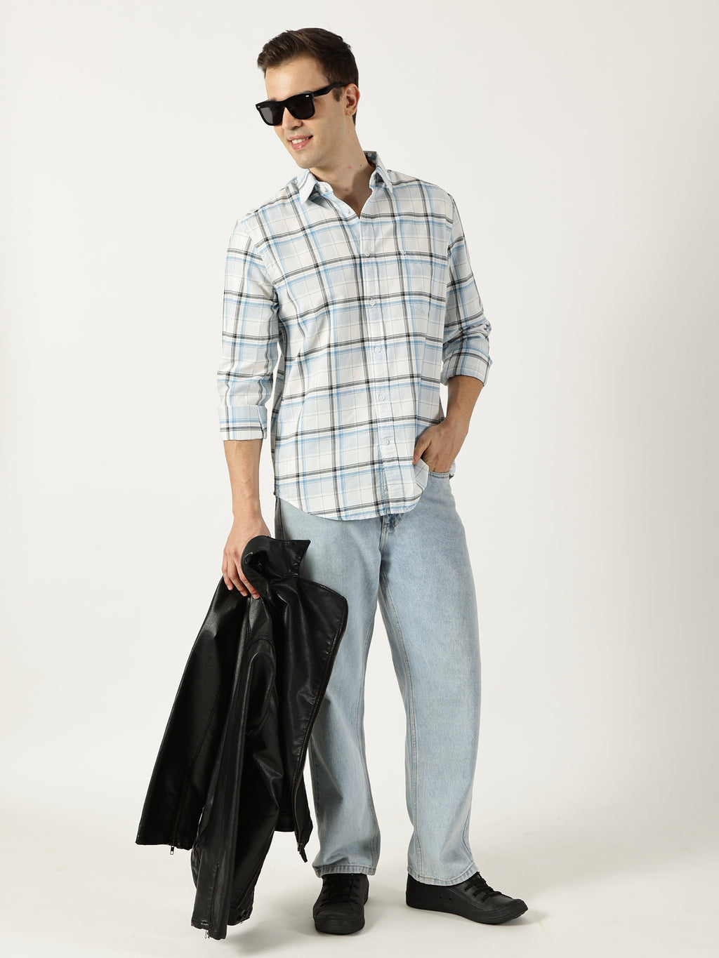 Premium Oxford White Check Shirt (Tailored Fit)