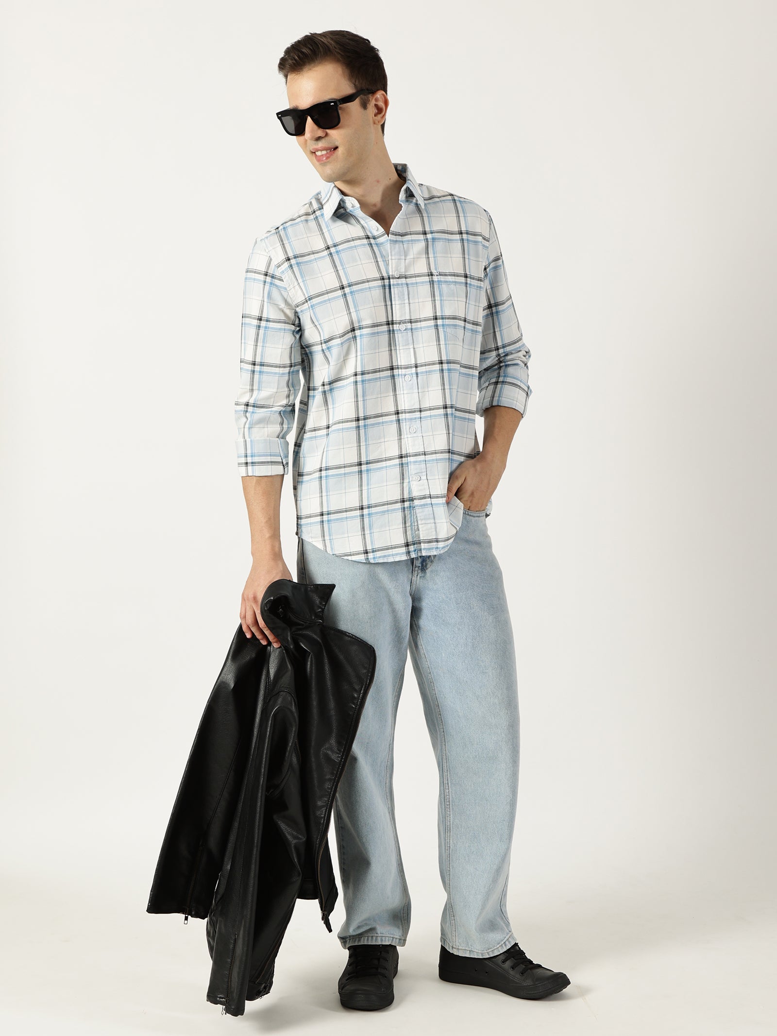 Premium Oxford White Check Shirt (Tailored Fit)