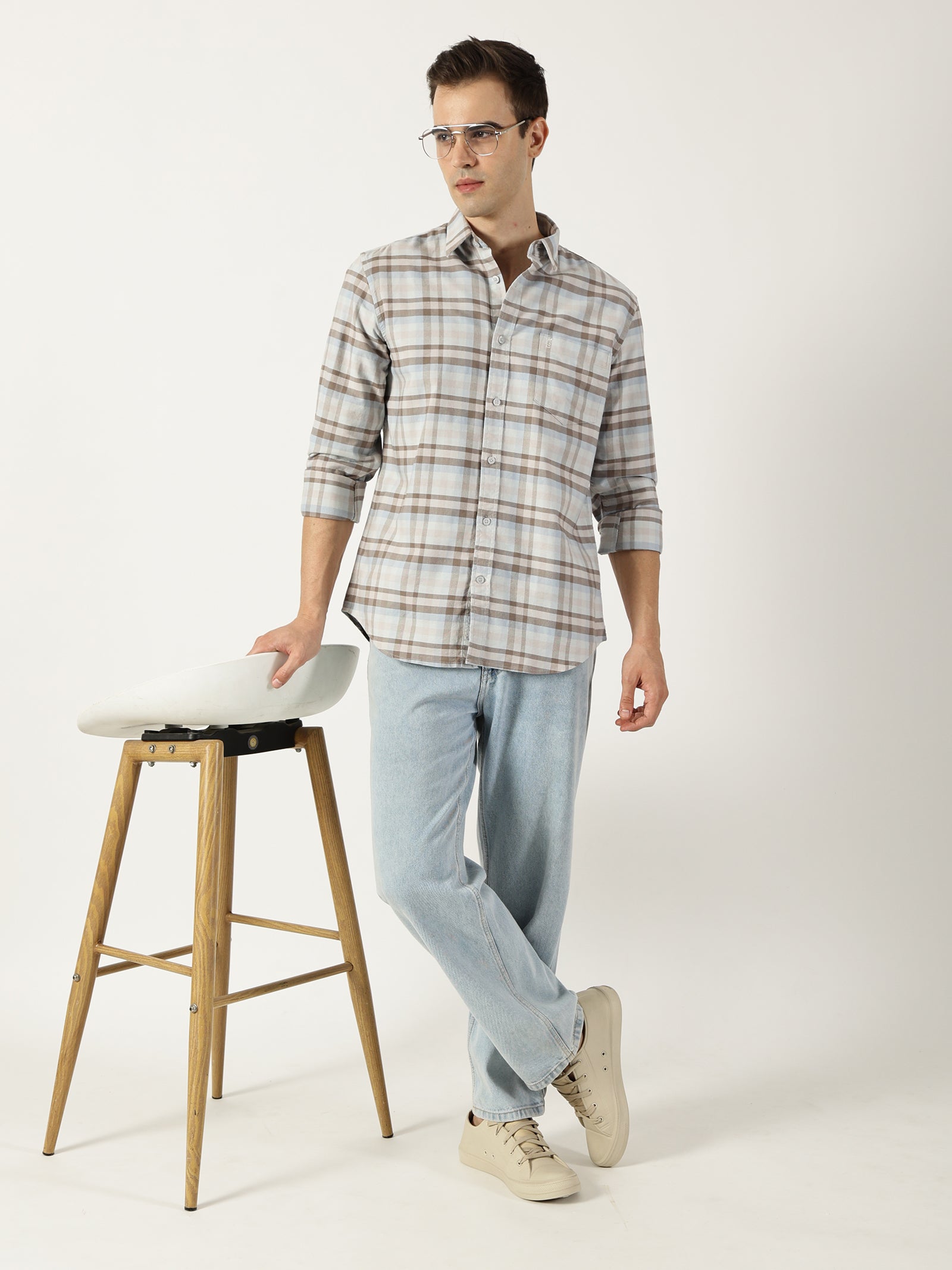 Premium Oxford Green Check Shirt (Tailored Fit)
