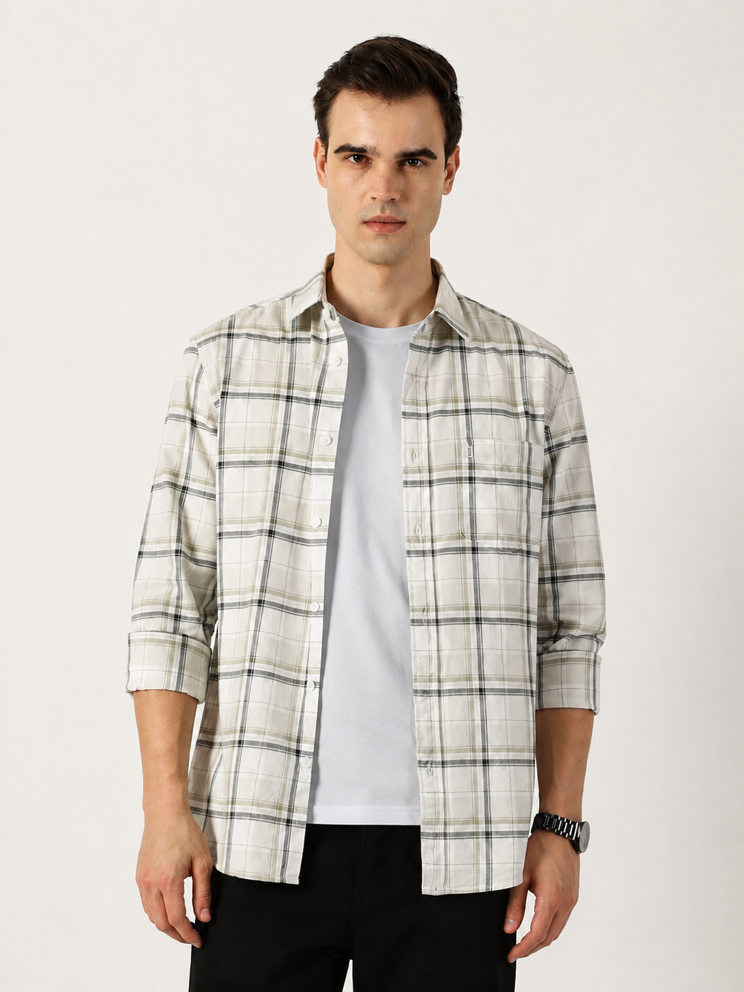 Premium Oxford White Check Shirt (Tailored Fit)
