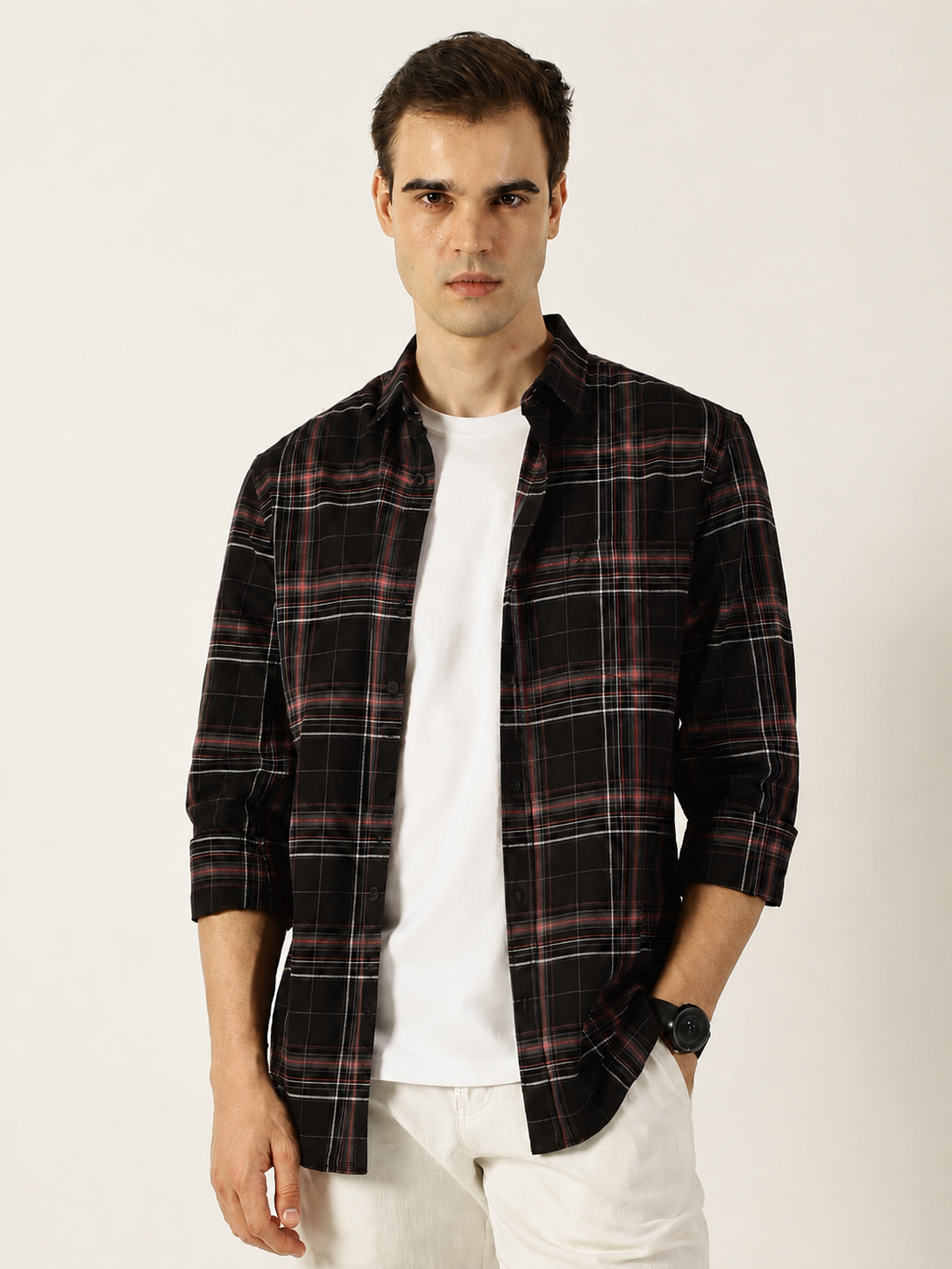 Premium Oxford Black Check Shirt (Tailored Fit)