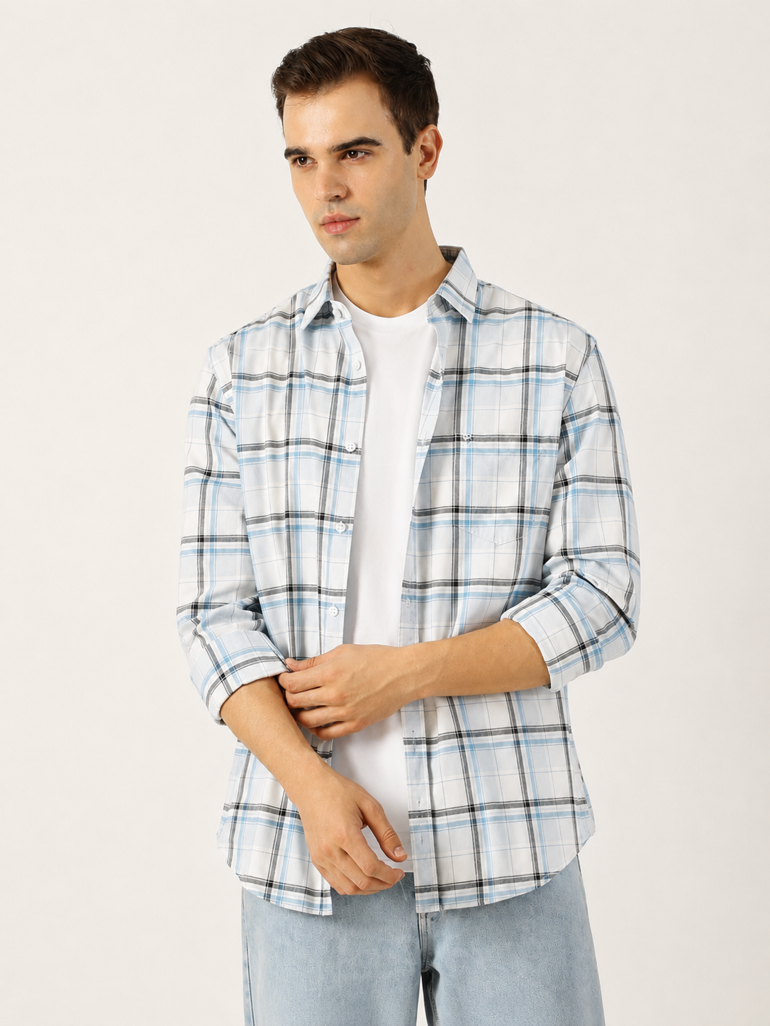 Premium Oxford White Check Shirt (Tailored Fit)